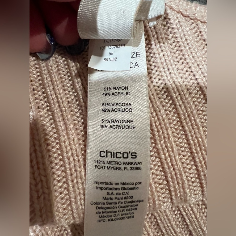 Chico’s Women's SOFT Pink Poncho Fringe Western Boho Sweater One Size - Picture 6 of 6